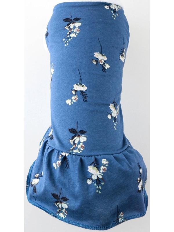 Платье для собак кулирка, L (ДС 32, ОШ 38-42, ОГ 44-48), Синее