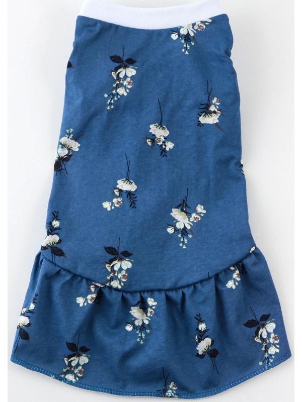 Платье для собак кулирка, L (ДС 32, ОШ 38-42, ОГ 44-48), Синее