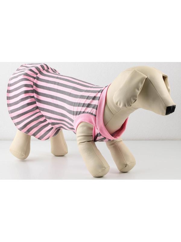 Платье для собак кулирка, L (ДС 32, ОШ 38-42, ОГ 44-48), Розовое с серыми полосками