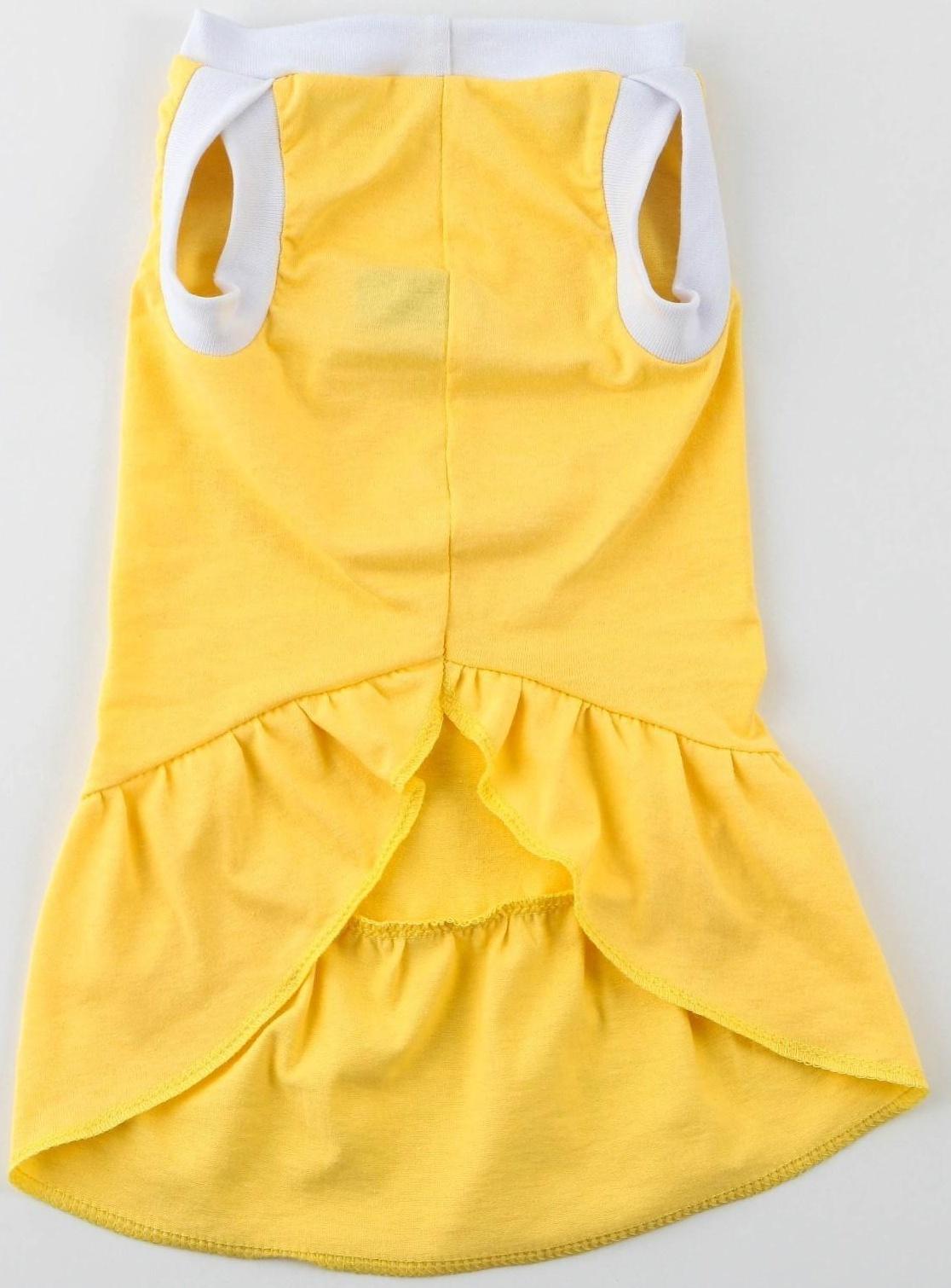 Платье для собак кулирка, L (ДС 32, ОШ 38-42, ОГ 44-48), Желтое