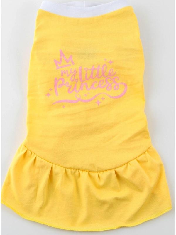 Платье для собак кулирка, L (ДС 32, ОШ 38-42, ОГ 44-48), Желтое
