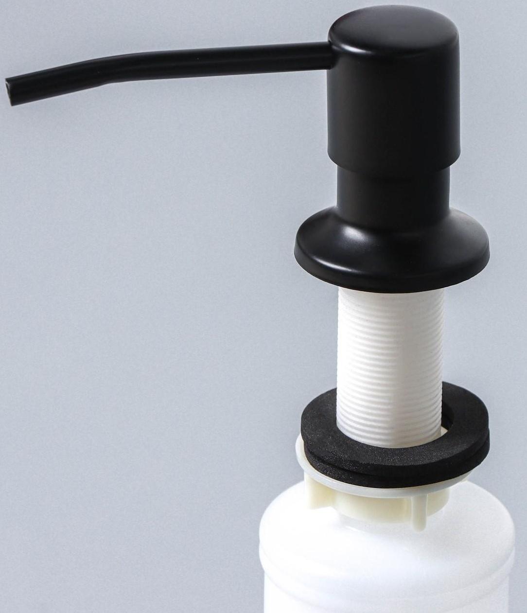 Врезной дозатор для жидкого мыла или средства для мытья посуды, 350 мл, цвет чёрный