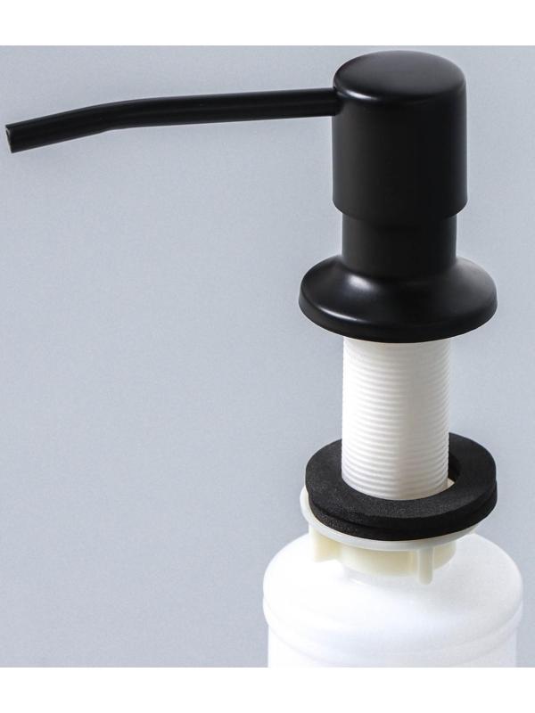 Врезной дозатор для жидкого мыла или средства для мытья посуды, 350 мл, цвет чёрный