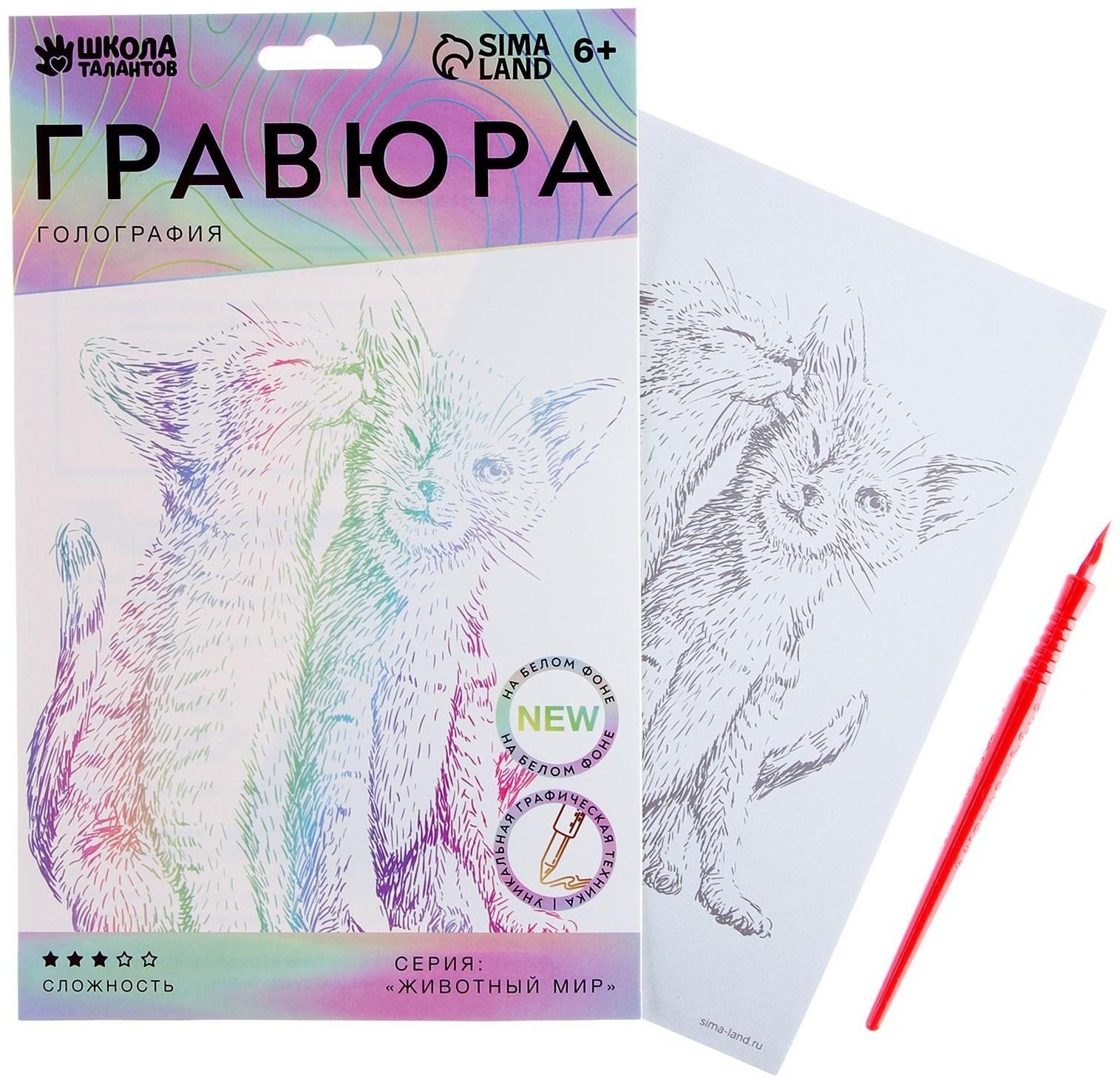 Алмазная вышивка с частичным заполнением «Девочка» и гравюра «Кошачьи нежности» А5