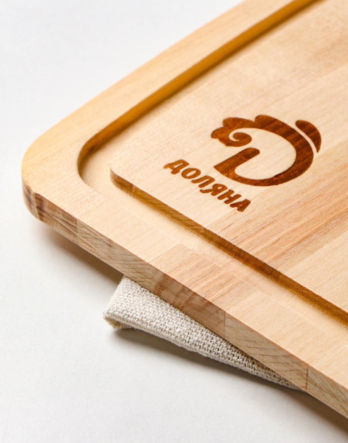 Доска разделочная с желобом, 30x25x0,8, массив березы