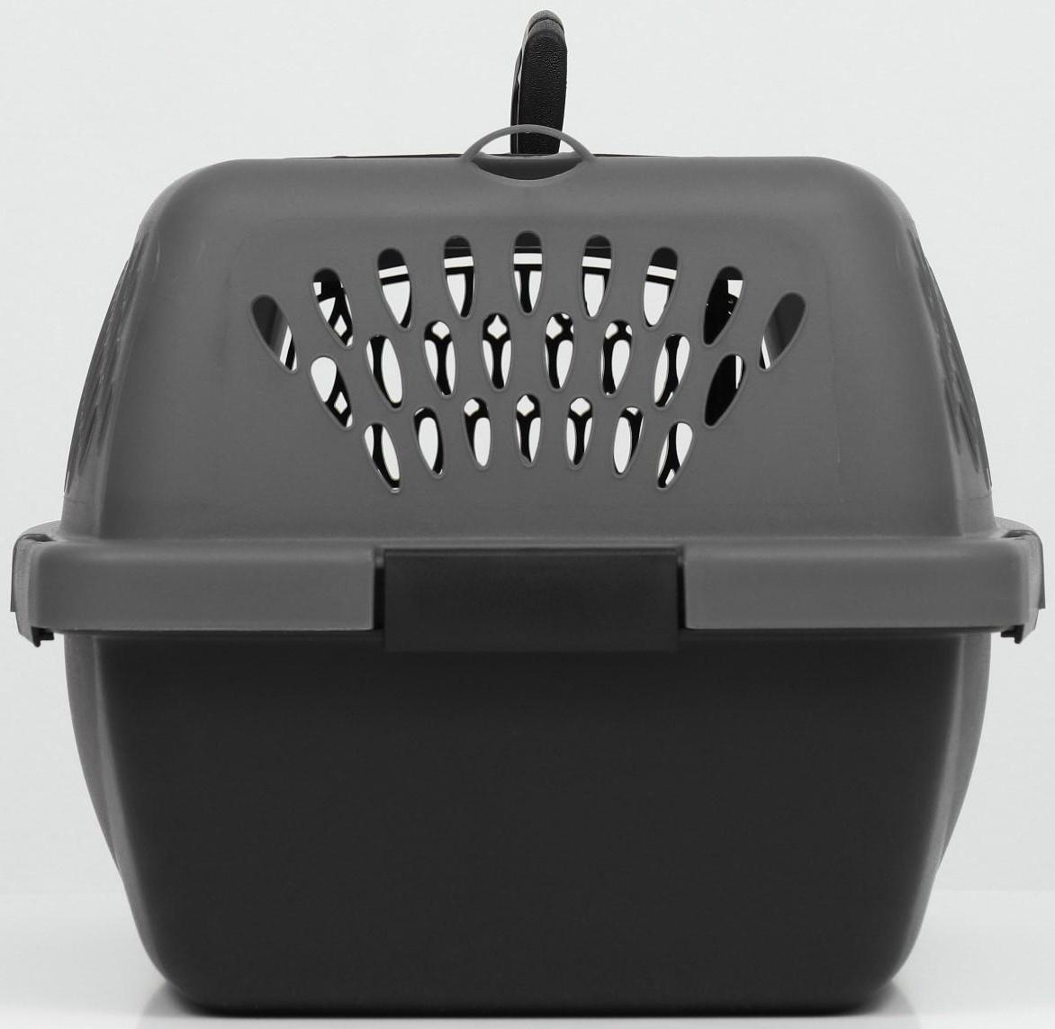 Переноска для животных с пластиковой дверью, 40 х 32 х 26, серая