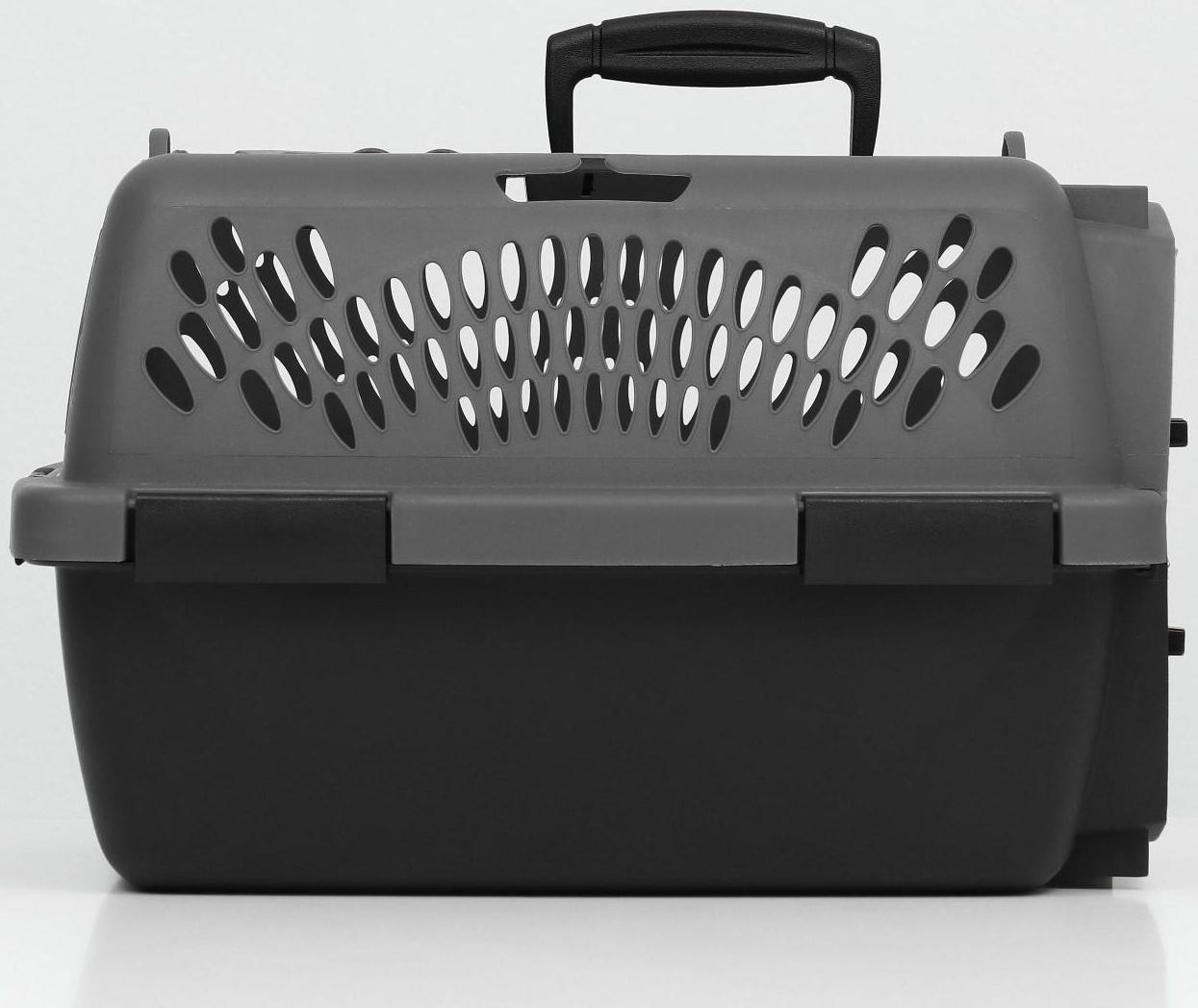 Переноска для животных с пластиковой дверью, 40 х 32 х 26, серая