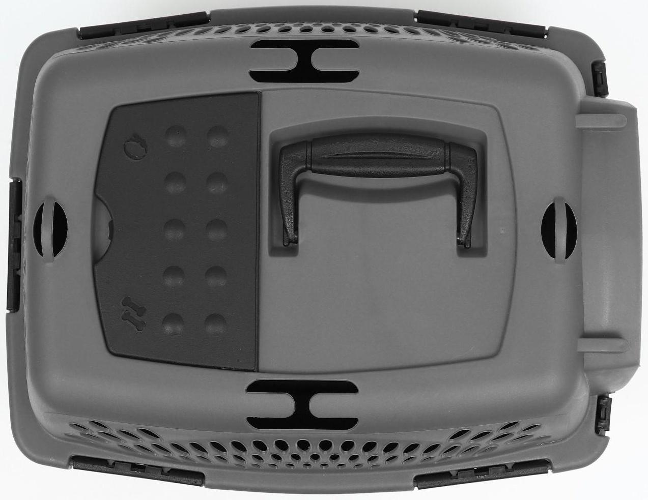 Переноска для животных с пластиковой дверью, 40 х 32 х 26, серая