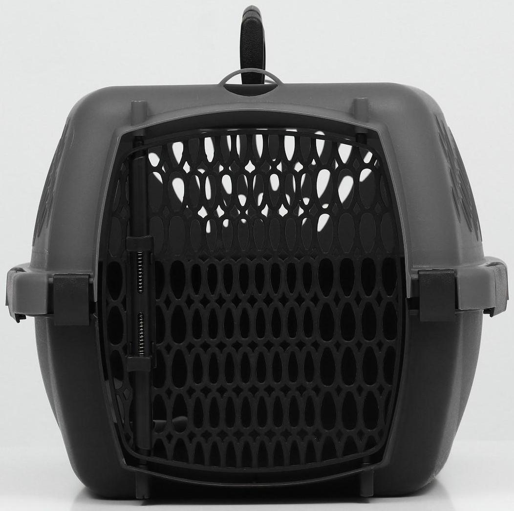 Переноска для животных с пластиковой дверью, 40 х 32 х 26, серая