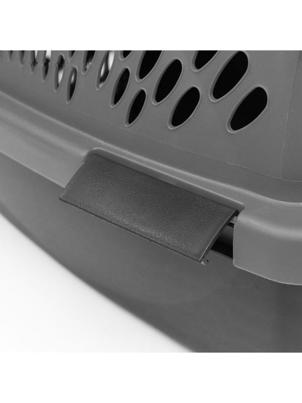 Переноска для животных с пластиковой дверью, 40 х 32 х 26, серая