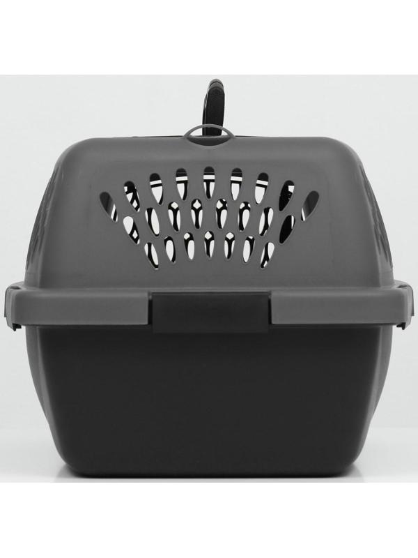 Переноска для животных с пластиковой дверью, 40 х 32 х 26, серая