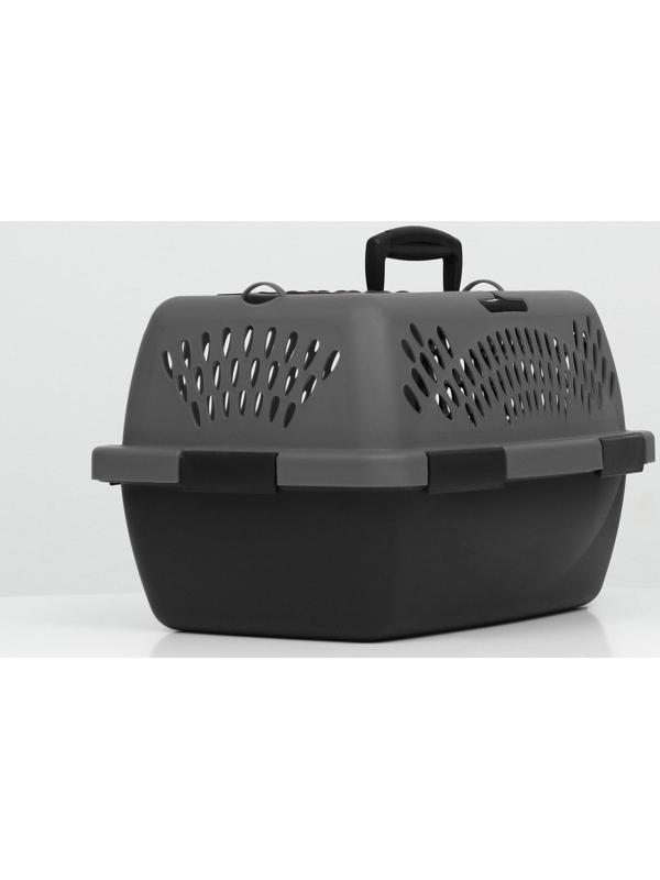 Переноска для животных с пластиковой дверью, 40 х 32 х 26, серая