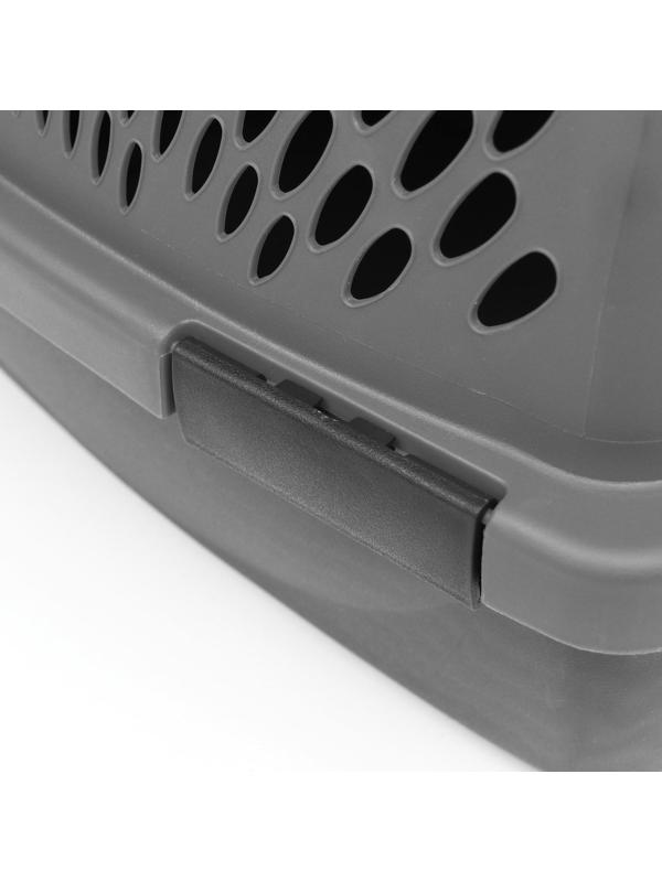 Переноска для животных с пластиковой дверью, 40 х 32 х 26, серая