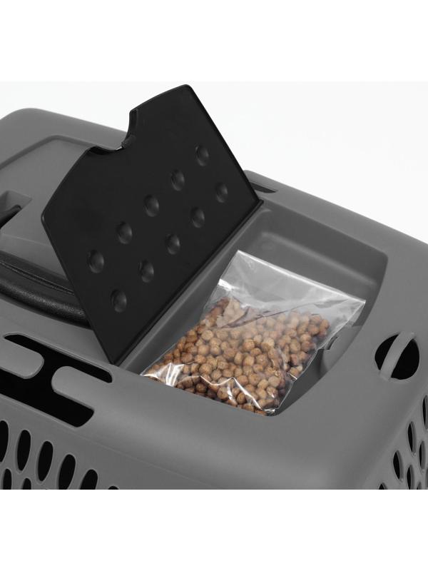 Переноска для животных с пластиковой дверью, 40 х 32 х 26, серая