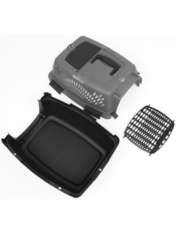 Переноска для животных с пластиковой дверью, 40 х 32 х 26, серая