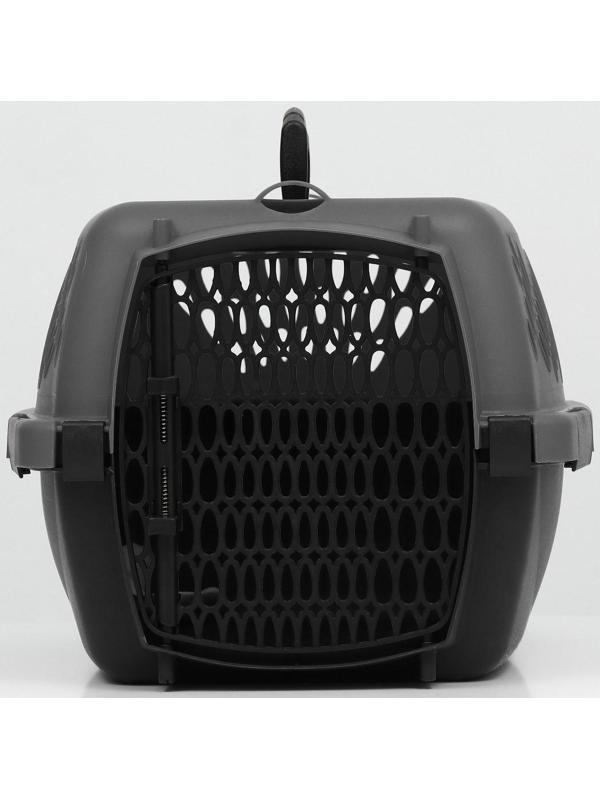 Переноска для животных с пластиковой дверью, 40 х 32 х 26, серая