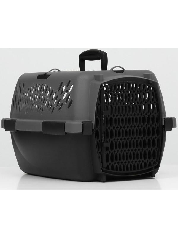 Переноска для животных с пластиковой дверью, 40 х 32 х 26, серая