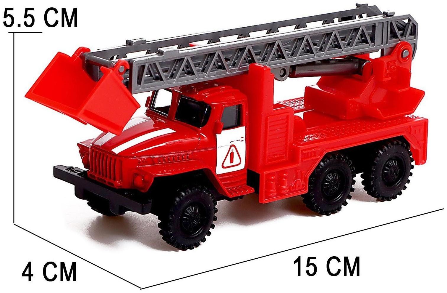 Грузовик металлический «УРАЛ «Пожарная охрана», инерция, масштаб 1:43