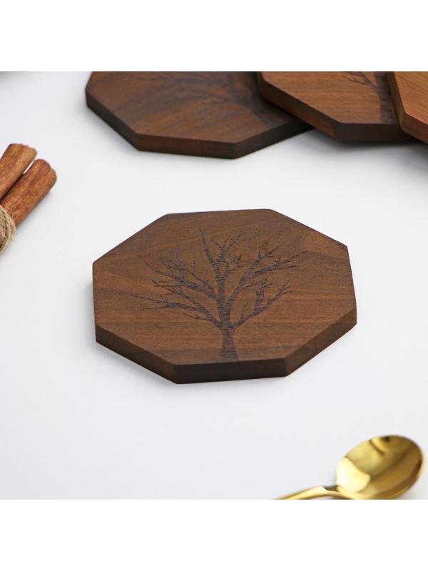 Набор подставок под кружки Magistro «Древо», 4 шт, акация