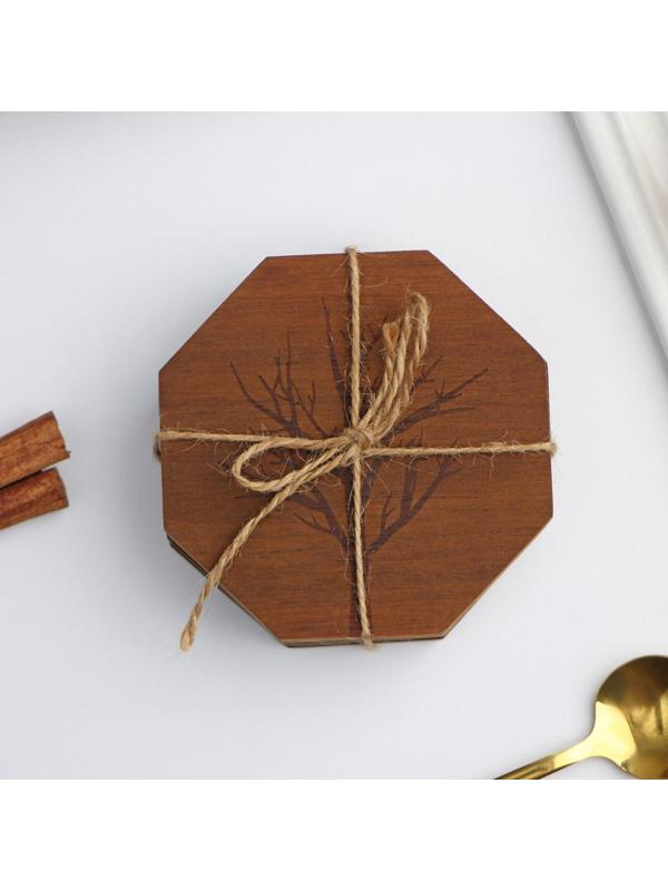 Набор подставок под кружки Magistro «Древо», 4 шт, акация