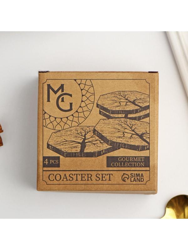 Набор подставок под кружки Magistro «Древо», 4 шт, акация