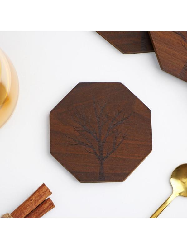 Набор подставок под кружки Magistro «Древо», 4 шт, акация