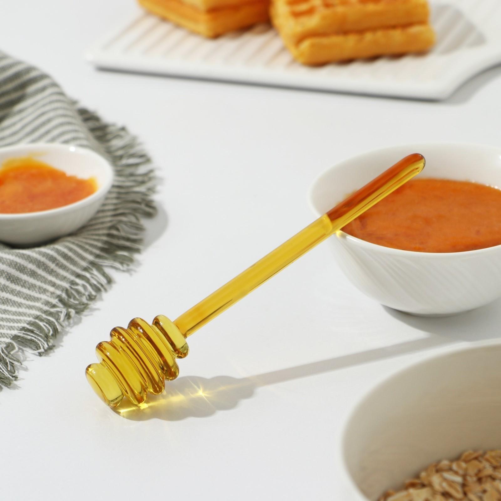 Палочка стеклянная для мёда «Медок», 15×3,2 см, цвет жёлтый