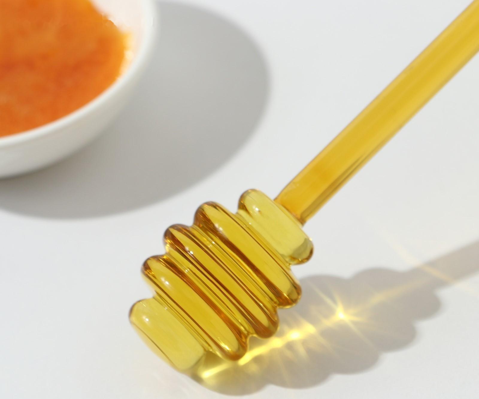 Палочка стеклянная для мёда «Медок», 15×3,2 см, цвет жёлтый