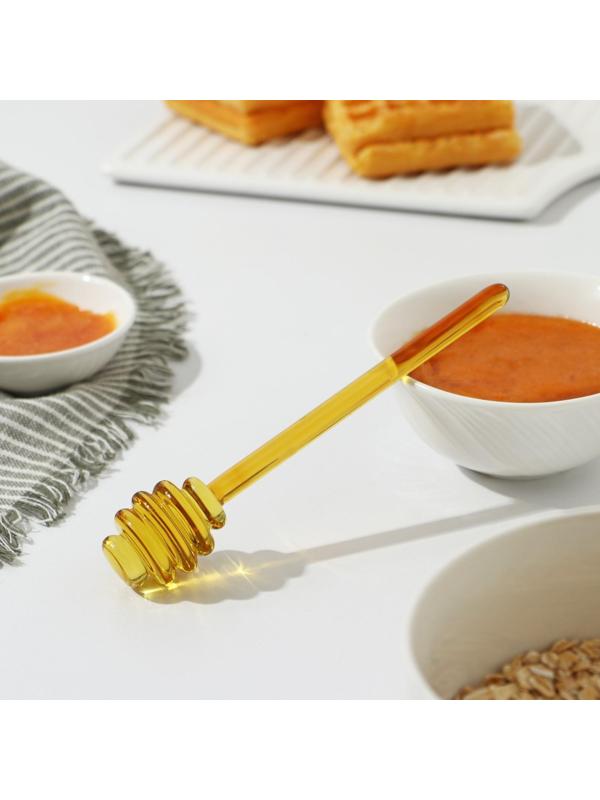 Палочка стеклянная для мёда «Медок», 15×3,2 см, цвет жёлтый