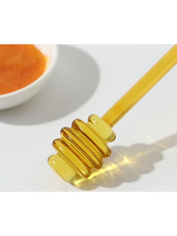 Палочка стеклянная для мёда «Медок», 15×3,2 см, цвет жёлтый