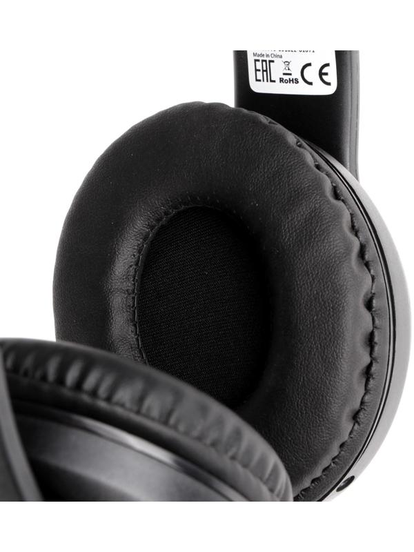 Наушники Defender FreeMotion B552, накладные, микрофон, управление, microSD, 200 мАч, черные