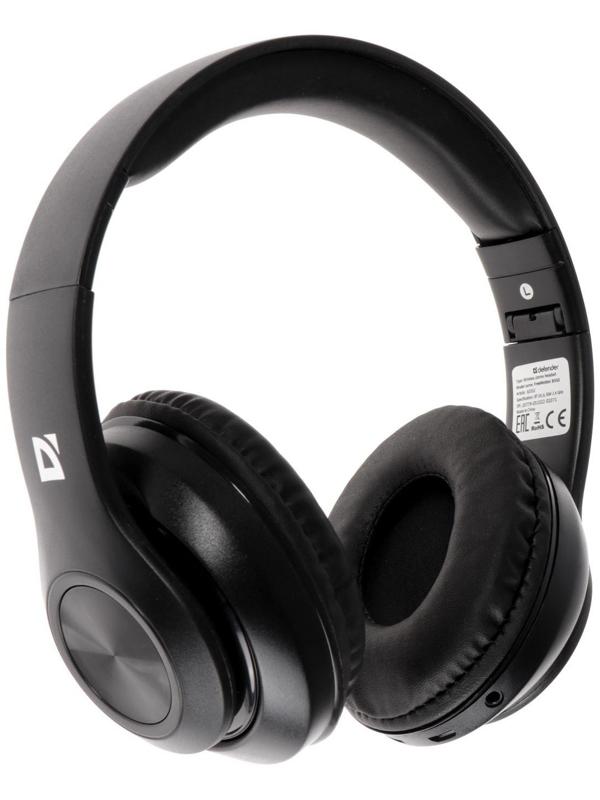 Наушники Defender FreeMotion B552, накладные, микрофон, управление, microSD, 200 мАч, черные