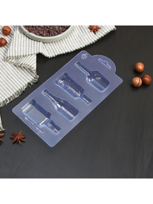 Форма для шоколада пластиковая «Алкогольный набор», 8,8×3,3×2 см, цвет прозрачный