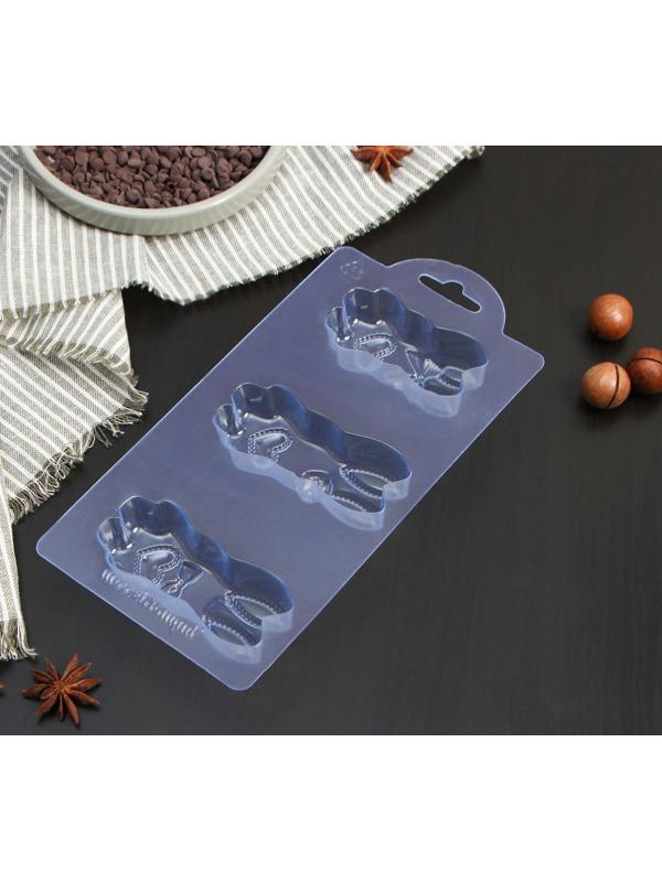 Форма для шоколада пластиковая «Семья зайчат», 9×3,9×2,3 см, 7,4×3,9×2,3 см, цвет прозрачный