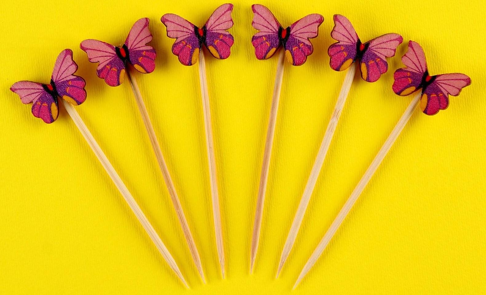 Шпажки бабочки (набор 6 шт)