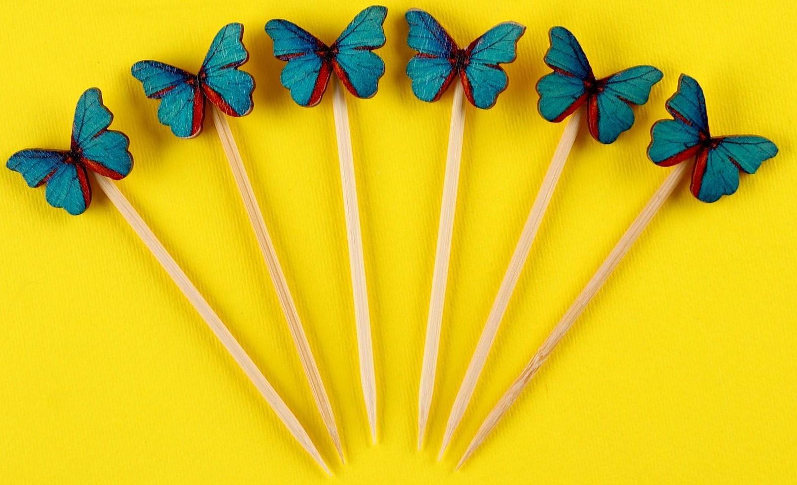 Шпажки бабочки (набор 6 шт)