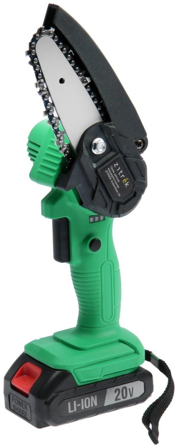 Пила цепная аккумуляторная ZITREK GreenSaw 20, 20 В, 2х1.5 Ач, шина 10 см, 5 м/с