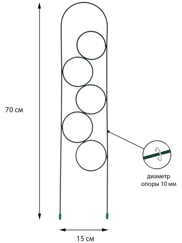 Шпалера, 70 × 15 × 1 см, металл, зелёная, «Мини-кольцо»