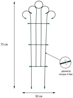 Шпалера, 75 × 30 × 0,4 см, металл, зелёная, «Мини-декор»