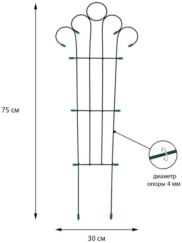 Шпалера, 75 × 30 × 0,4 см, металл, зелёная, «Мини-декор»