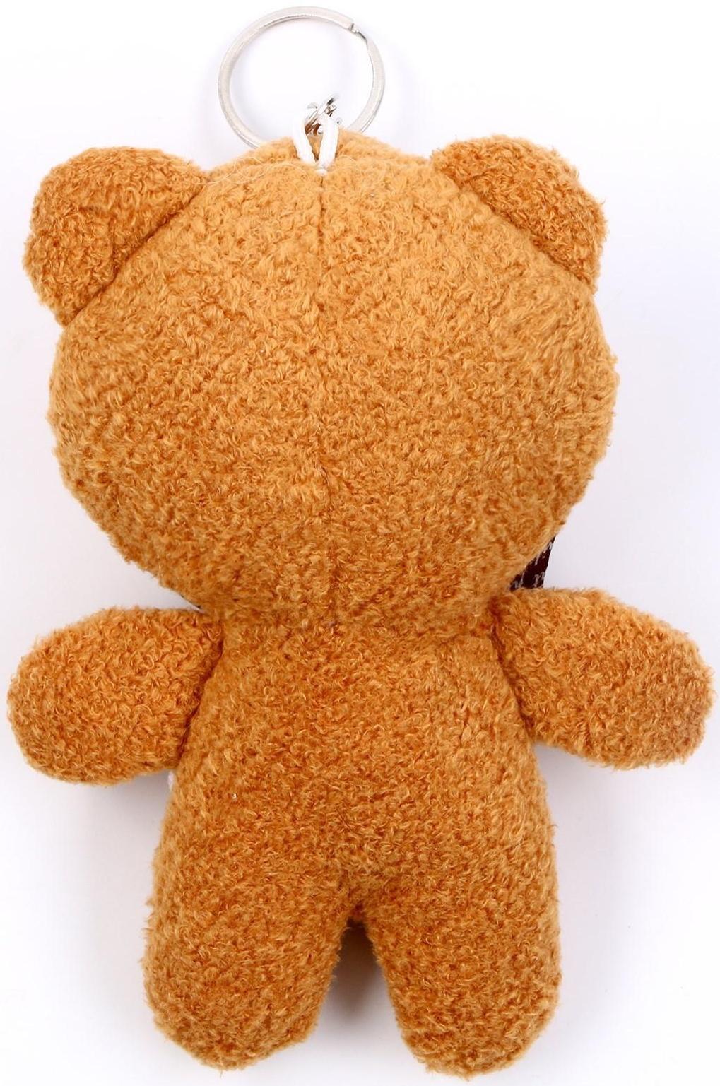 Мягкая игрушка «Медведь с бантиком», на брелоке, размер 14 см, цвет коричневый