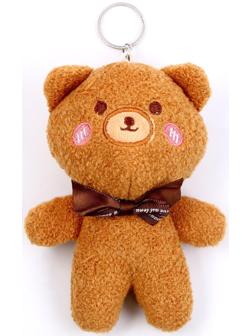 Мягкая игрушка «Медведь с бантиком», на брелоке, размер 14 см, цвет коричневый