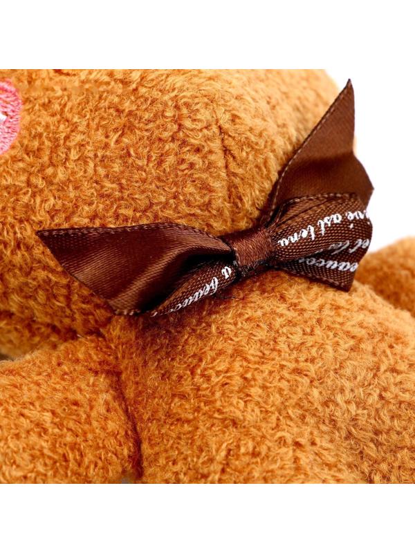 Мягкая игрушка «Медведь с бантиком», на брелоке, размер 14 см, цвет коричневый