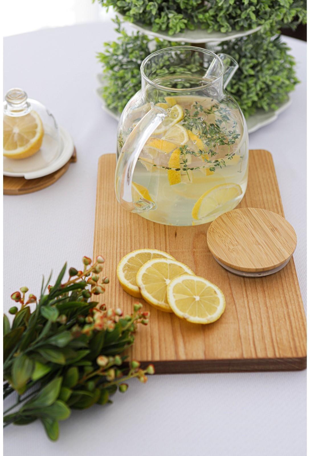 Чайник стеклянный заварочный с бамбуковой крышкой и металлическим фильтром BellaTenero «Эко», 1,2 л