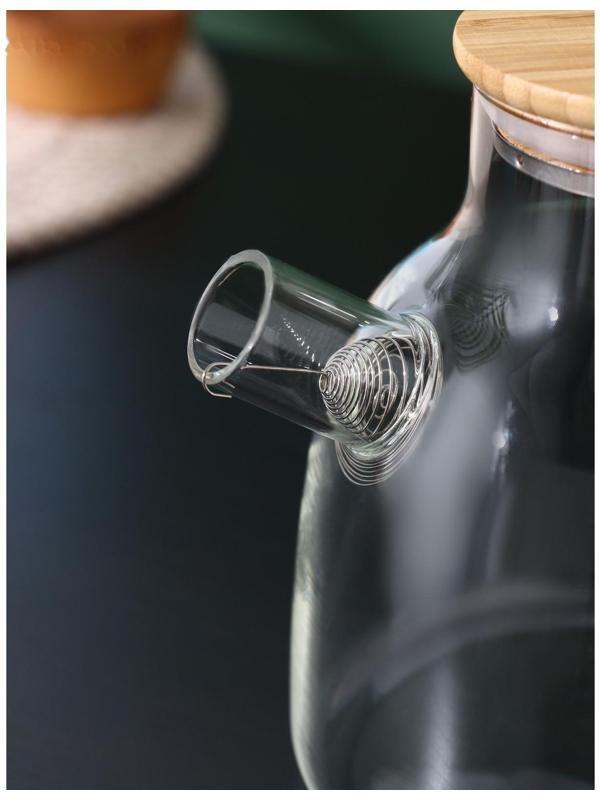 Чайник стеклянный заварочный с бамбуковой крышкой и металлическим фильтром BellaTenero «Эко», 1,2 л