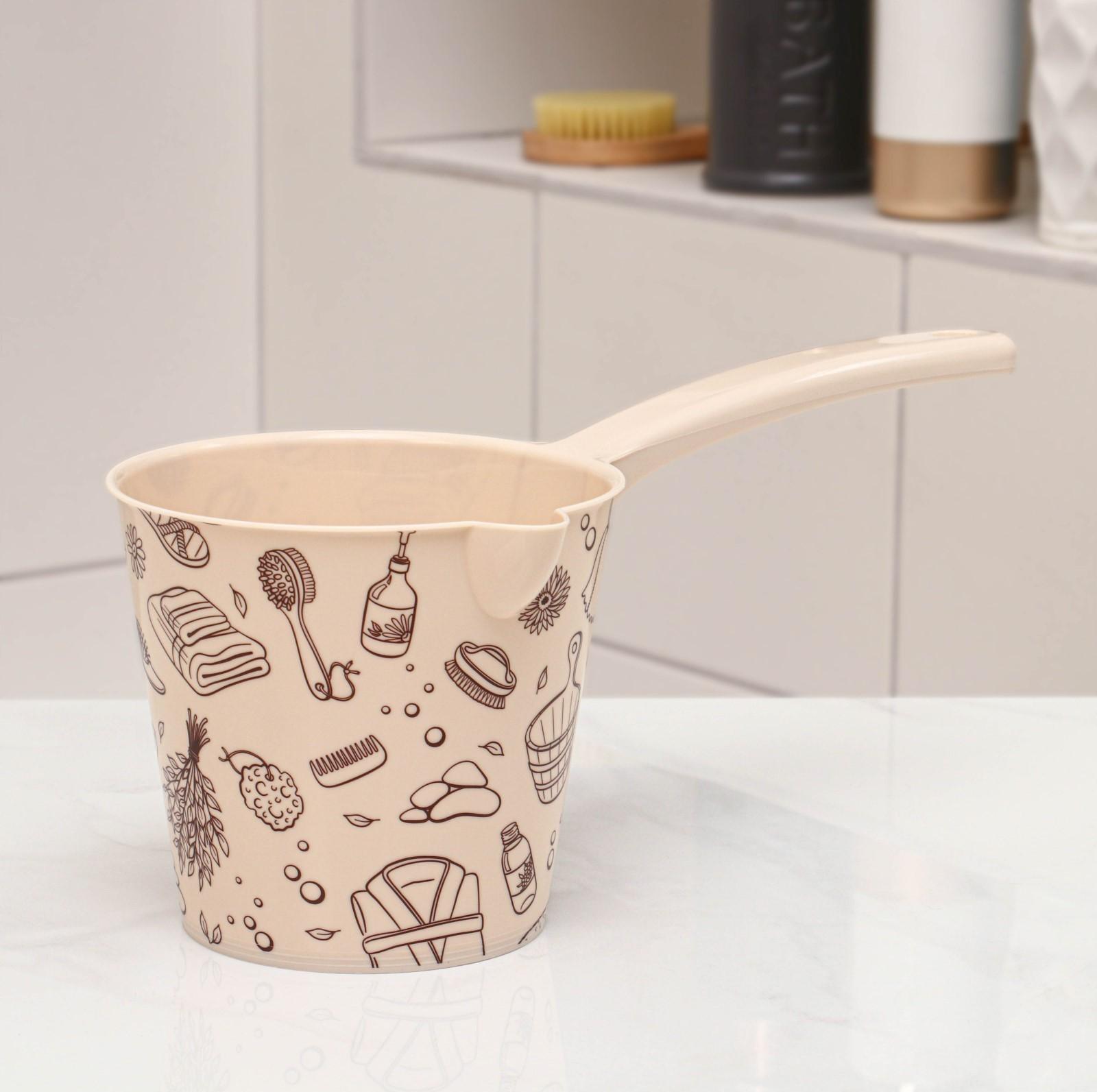 Ковш со сливом «Русская банька», 1,5 л, 33×16,5×15,5 см, цвет бежевый