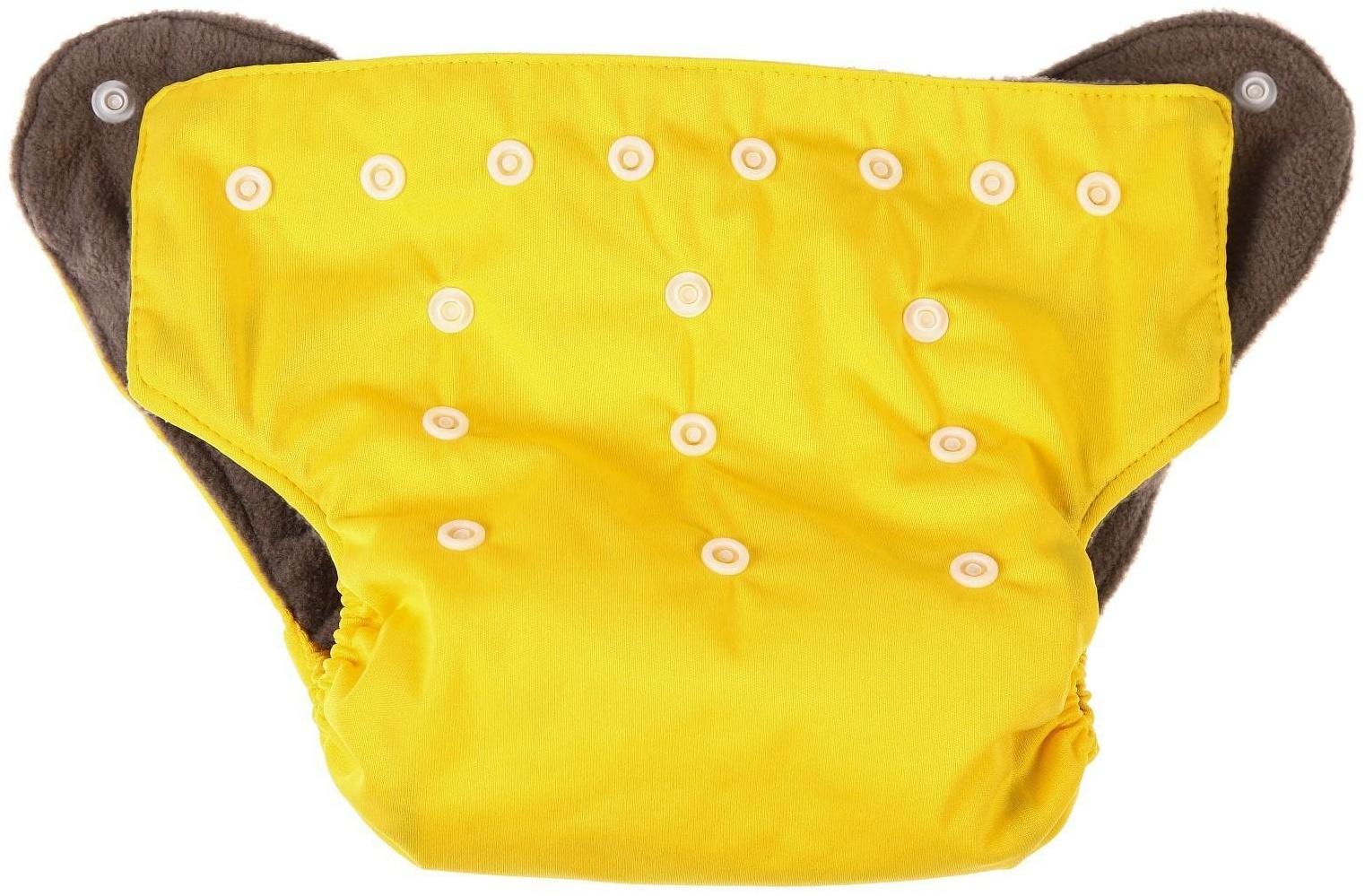 Трусики-подгузник, многоразовый, угольно-бамбуковая ткань, цвет желтый, от 0-36 мес.