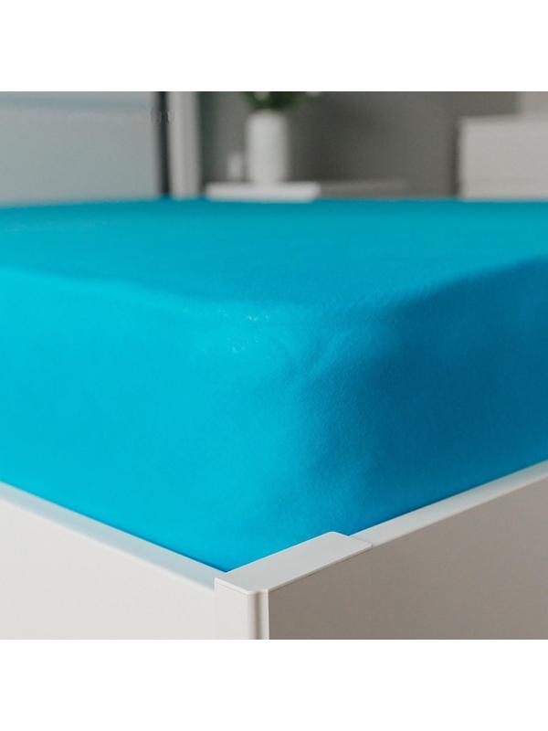 Трикотажная простыня на резинке 120х200х25см синий кулирка, 120г/м , хлопок 100%