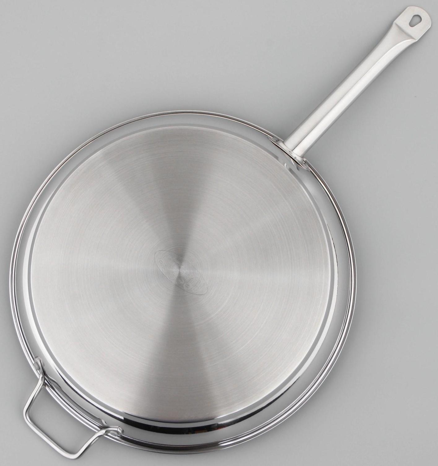 Сковорода «Общепит», d=40 см, толщина корпуса 0,8 мм, дно 3,5 мм, антипригарное покрытие, индукция, цвет металлик