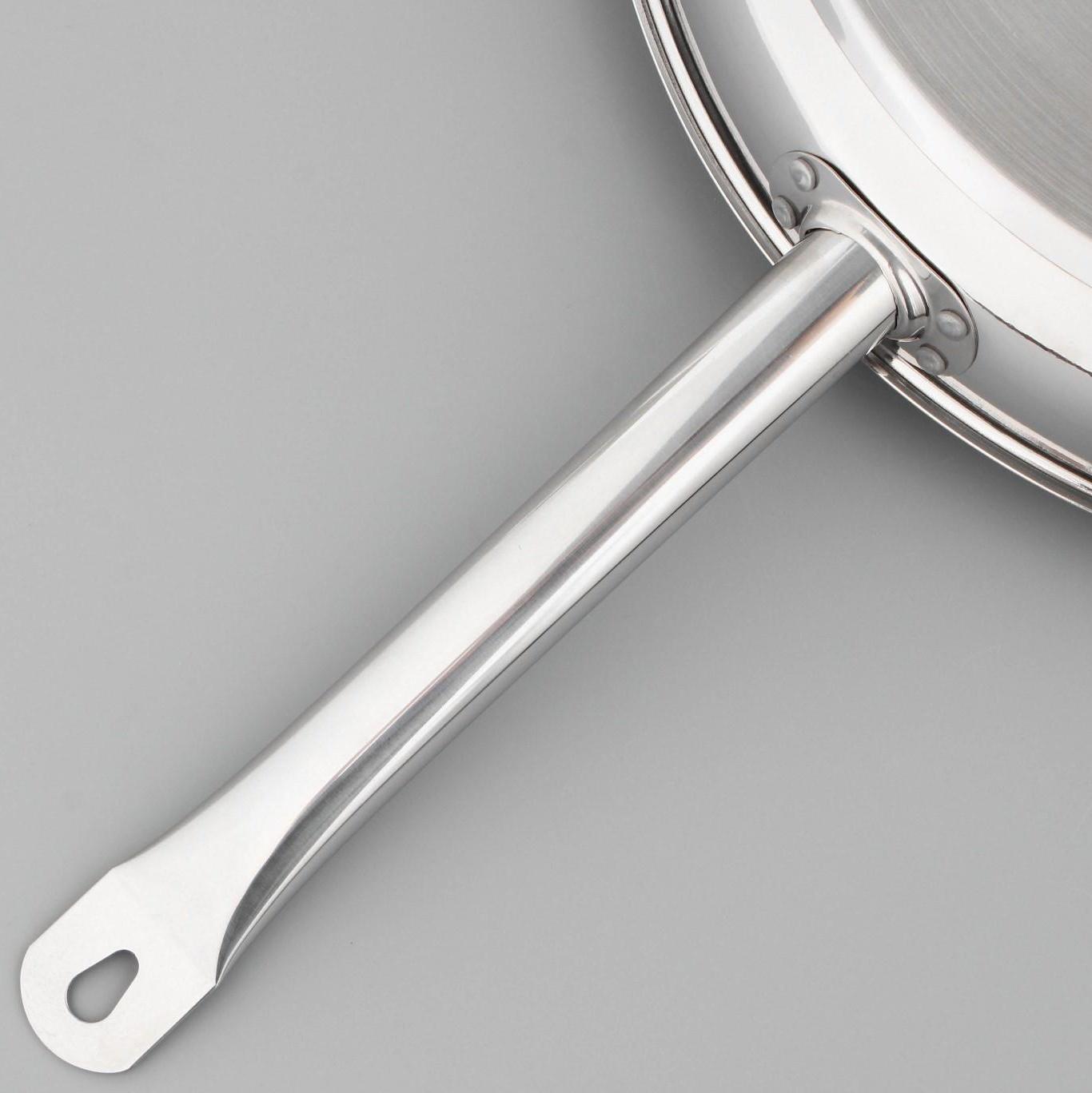 Сковорода «Общепит», d=40 см, толщина корпуса 0,8 мм, дно 3,5 мм, антипригарное покрытие, индукция, цвет металлик